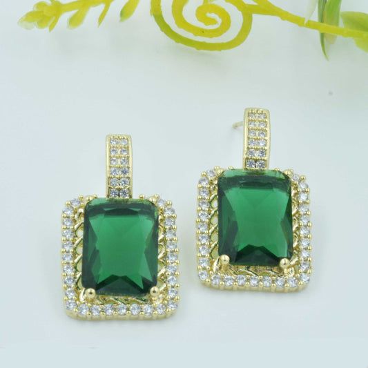Araha Emerald Green Stone studded AD drop Earrings